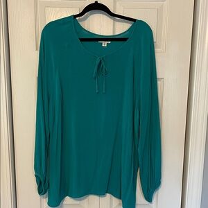 Sonoma Teal Blouse with Tie Neck
